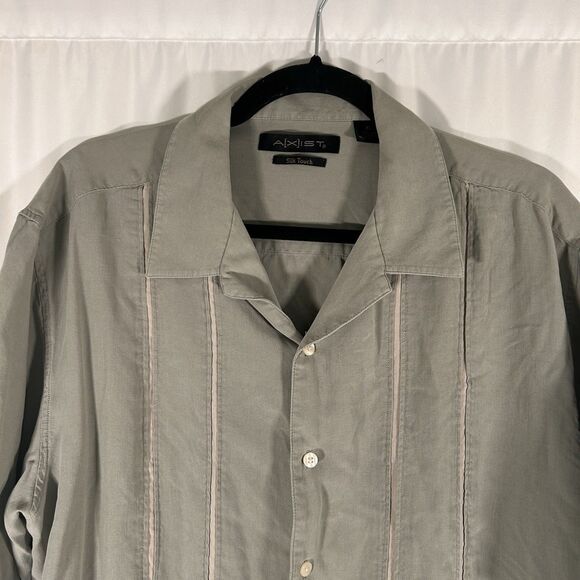 Axist Silk Touch Shirt Men's XL Green Short Sleeve Button Up Lightweight - Picture 2 of 6